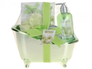 Badeset Geschenkset in der goldenen Badewanne Greenfield Herbal Steam