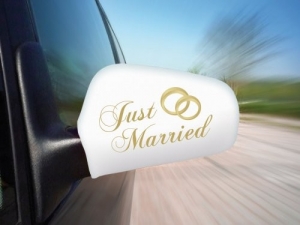 Die edle Just Married Autospiegel Fahne