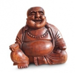 Lachender Glücksbuddha - Edelholz